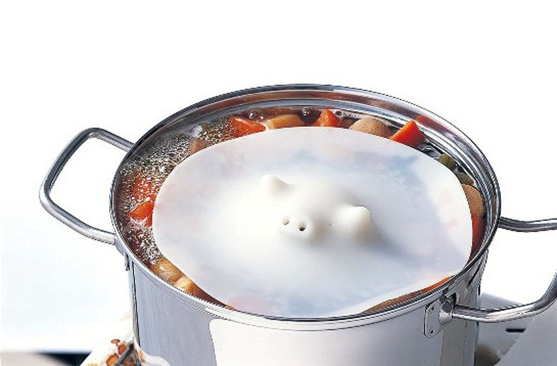 Marna K900 Pig Drop Lid, Large, 8.5 inches (21.5 cm), Silicone/White, Heated/Microwave/Dishwasher Safe - Image 1